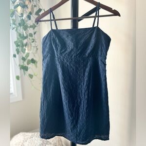 Garage Navy Blue Eyelet Summer Dress
